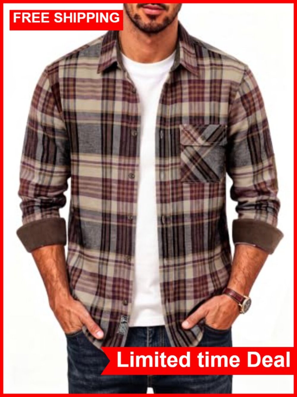 Men's Flannel Button Down Shirt Long Sleeve